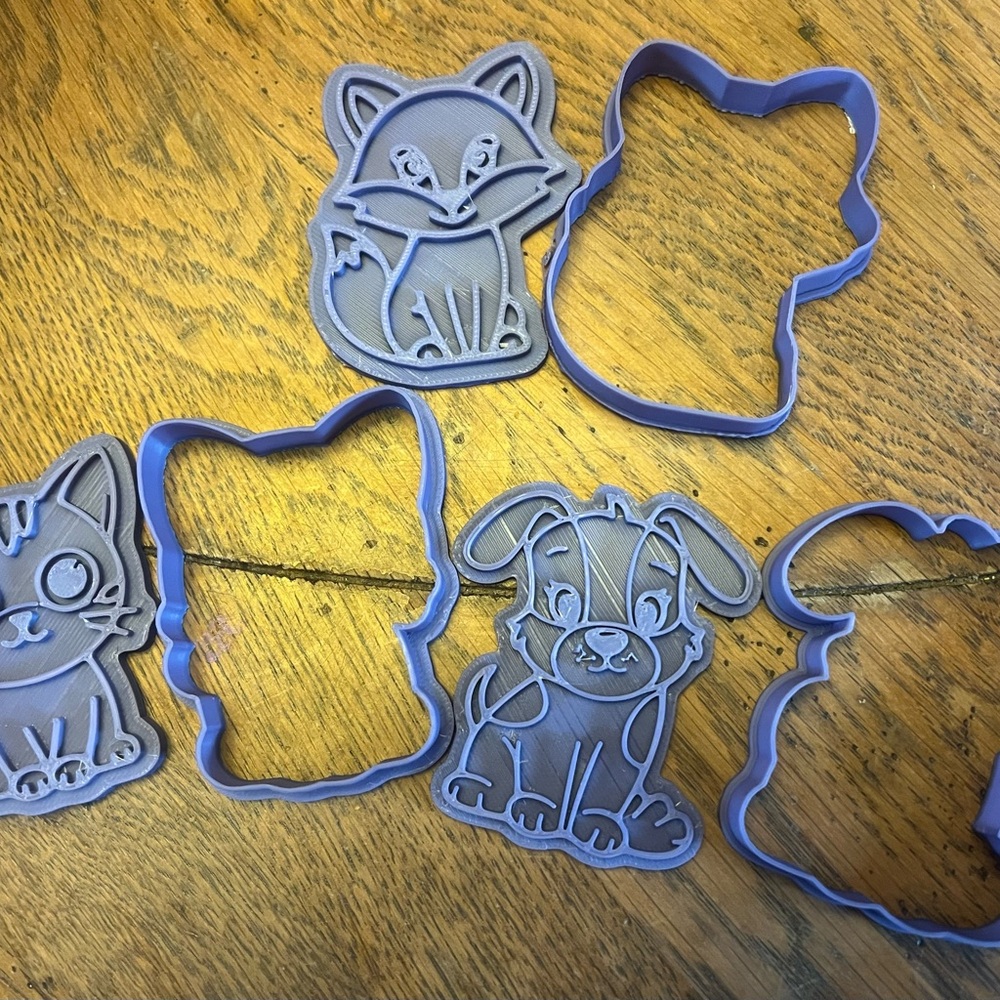 Animal 2 piece dog, cat, & fox Cookie Cutters